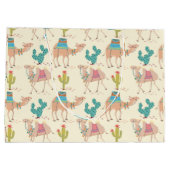 ラクダ模様、サボテン模様、砂漠プリント ラージペーパーバッグ (裏面)