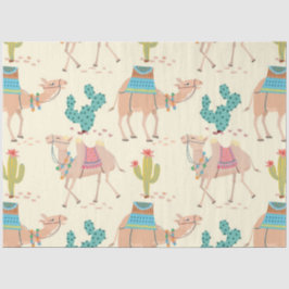 ラクダ模様，サボテン模様，砂漠プリント 薄葉紙
