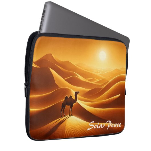 ラクダ砂漠の砂の太陽の黄色の動物エジプトの芸術 ラップトップスリーブ (正面右)