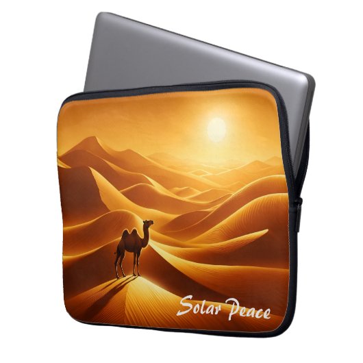 ラクダ砂漠の砂の太陽の黄色の動物エジプトの芸術 ラップトップスリーブ (正面左)