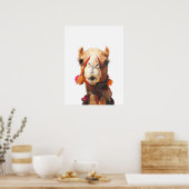 ラクダ砂漠動物ポートレート ポスター (キッチン)