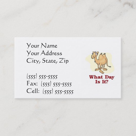 ラクダ-それはどんな日ですか。 名刺 (正面)