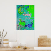 ラクダ，カメレオン，月 ポスター (キッチン)