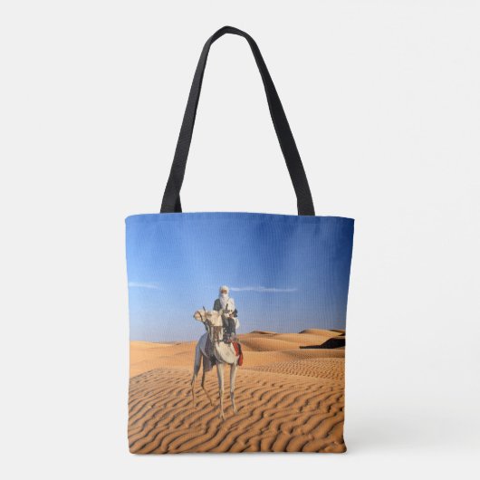 ラクダ・トートの上の砂漠の男 トートバッグ (裏面)