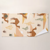 ラクダ、砂丘、サボテンのシームレスなパターン。カット バスタオル (バスタオル)