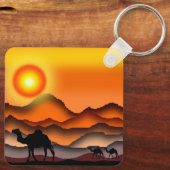 ラクダKeychain美しい砂漠の夕日 キーホルダー (裏面)