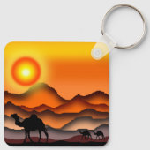 ラクダKeychain美しい砂漠の夕日 キーホルダー (裏面)