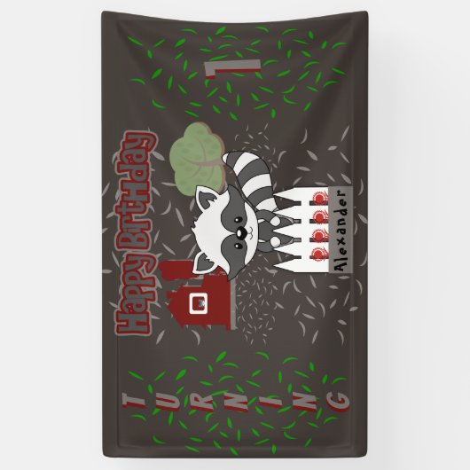 ラクパーソナライズされたーン動物テーマ誕生会 横断幕 (縦)