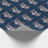 ラクロスのアメリカ大陸の元のスポーツのハートの旗 ラッピングペーパー (角)