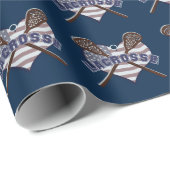 ラクロスのアメリカ大陸の元のスポーツのハートの旗 ラッピングペーパー (ロールコーナー)