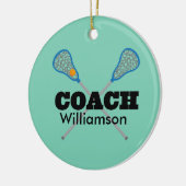 ラクロスのコーチのパーソナライズなギフトのアイディア セラミックオーナメント (左)