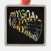 ラクロスのゴールキーパーのマスクのタイポグラフィ メタルオーナメント (正面)