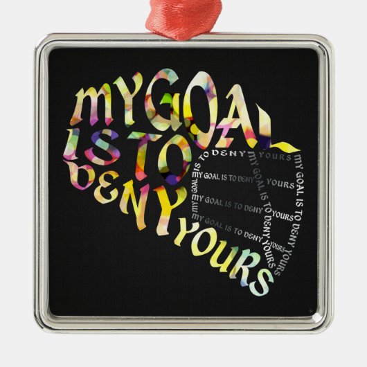 ラクロスのゴールキーパーのマスクのタイポグラフィ メタルオーナメント (正面)