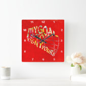 ラクロスのゴールキーパーのマスクの単語の芸術の時計 スクエア壁時計 (ホーム)