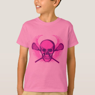 ラクロスのスカル-紫色 Tシャツ