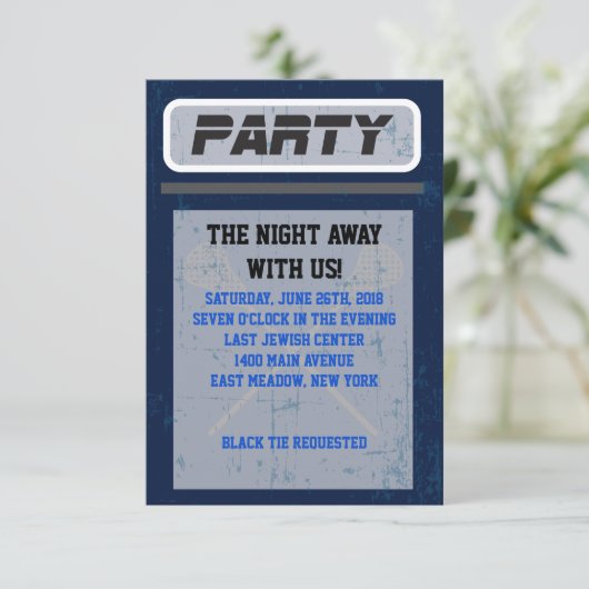 ラクロスのバーのバルミツワーの招待状のパーティーカード 招待状 (スタンド正面)