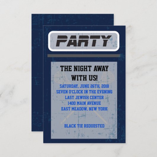 ラクロスのバーのバルミツワーの招待状のパーティーカード 招待状 (正面/裏面)