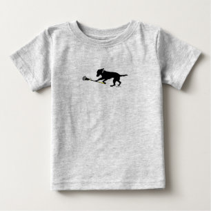ラクロスのベビーのTシャツを遊ぶ黒い実験室 ベビーTシャツ