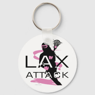 ラクロスの女の子のLAXの攻撃のピンク キーホルダー