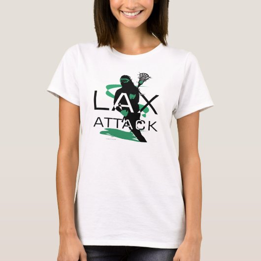 ラクロスの女の子のLAXの攻撃の緑のTシャツ Tシャツ (正面)