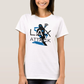 ラクロスの女の子のLAXの攻撃の青のTシャツ Tシャツ