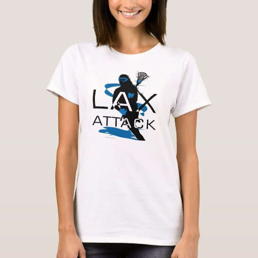 ラクロスの女の子のLAXの攻撃の青のTシャツ Tシャツ (正面)