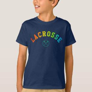 ラクロスの子供のワイシャツ-カラフルは文字を曲げました Tシャツ