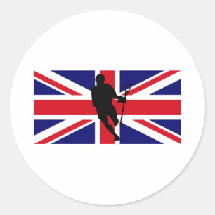ラクロスの旗のIRockイギリスのステッカー ラウンドシール