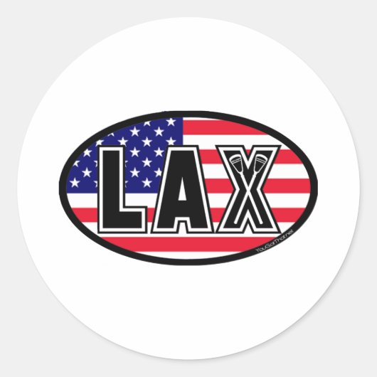 ラクロスの旗アメリカのステッカー ラウンドシール (正面)