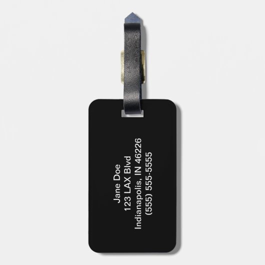 ラクロスの棒の荷物のラベルの黒 ラゲッジタグ (裏面縦)