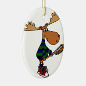 ラクロスの棒を握っているおもしろいなアメリカヘラジカ セラミックオーナメント (右)