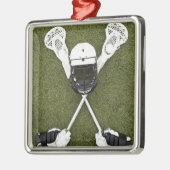 ラクロスの棒、手袋、球およびスポーツのヘルメット メタルオーナメント (左)