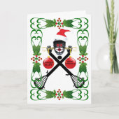 ラクロスの漫画のクリスマス シーズンカード (正面)