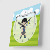 ラクロスの男の子 スクエア壁時計 (傾斜)