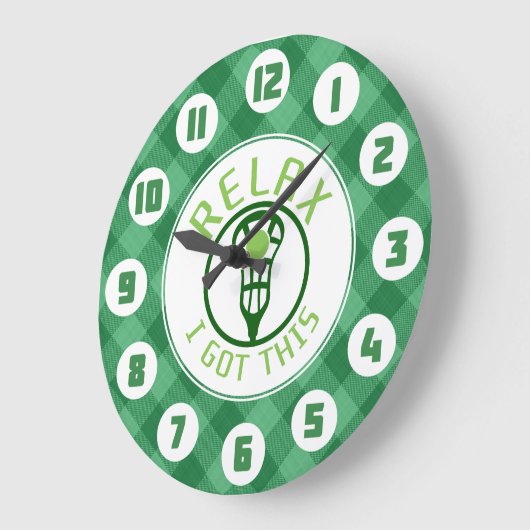 ラクロスは私を得ましたこの円形の時計をリラックスします ラージ壁時計 (傾斜)