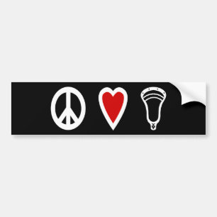ラクロスはPeaceLoveLacrosseの白を設計します バンパーステッカー