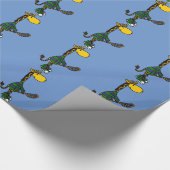 ラクロスを遊んでいるおもしろいなキリン ラッピングペーパー (角)