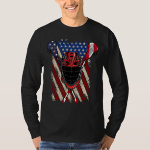 ラクロスアメリカ国旗Laxヘルメットスティック4Th Of Ju Tシャツ