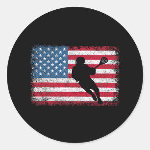 ラクロスアメリカ国旗Lax Shirtメンズウィメンズボーイ ラウンドシール