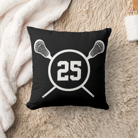 ラクロスカスタムな数枕-黒い/white クッション (ブランケット)