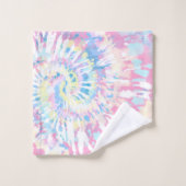 ラクロスガールズピンクパーソナライズされた絞り染め名オン バスタオルセット (ウォッシュタオル)