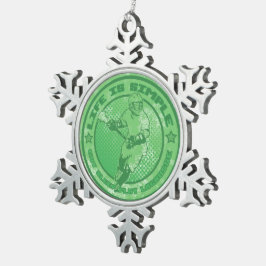ラクロスクリスマスツリースノーフレークオーナメント、クリスマス スノーフレークピューターオーナメント