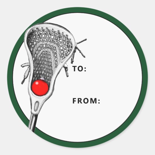 ラクロスクリスマスホリデーギフトラベル ラウンドシール (正面)