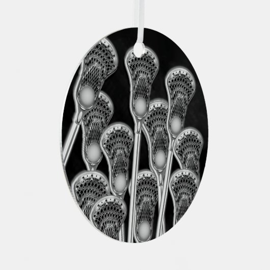 ラクロスグリパーソナライズされたーン賞セラミックオーナメント メタルオーナメント (正面右)