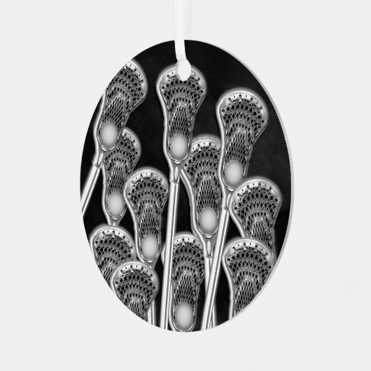 ラクロスグリパーソナライズされたーン賞セラミックオーナメント メタルオーナメント (正面左)