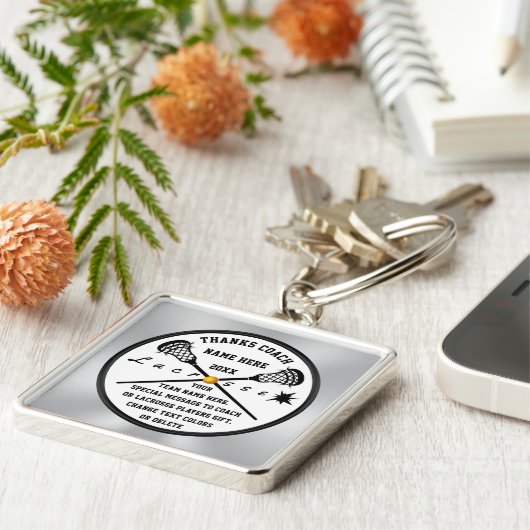 ラクロスコーチギフトパーソナライズされたラクロス キーホルダー (側面)