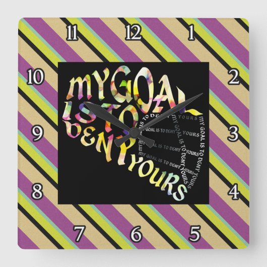 ラクロスゴアリーマスクタイポグラフィ時計 スクエア壁時計 (正面)