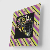 ラクロスゴアリーマスクタイポグラフィ時計 スクエア壁時計 (傾斜)