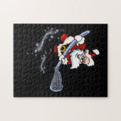 ラクロスサンタカッコいいクリスマスラックススポーツアグリーX-Mas ジグソーパズル (横)