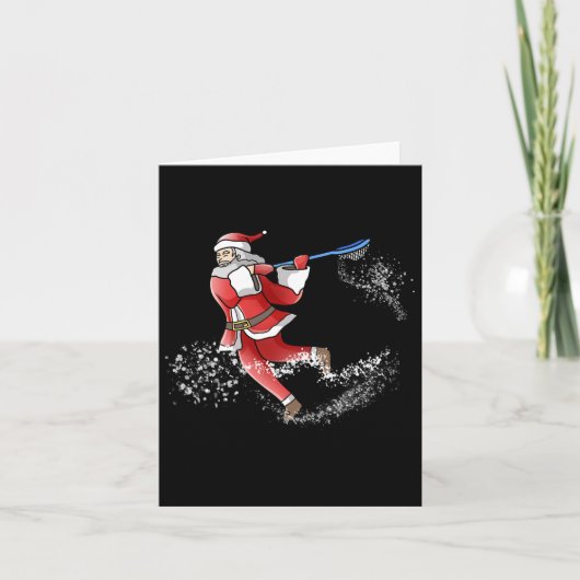 ラクロスサンタクールクリスマスラックススポーツ醜いXマス カード (正面)